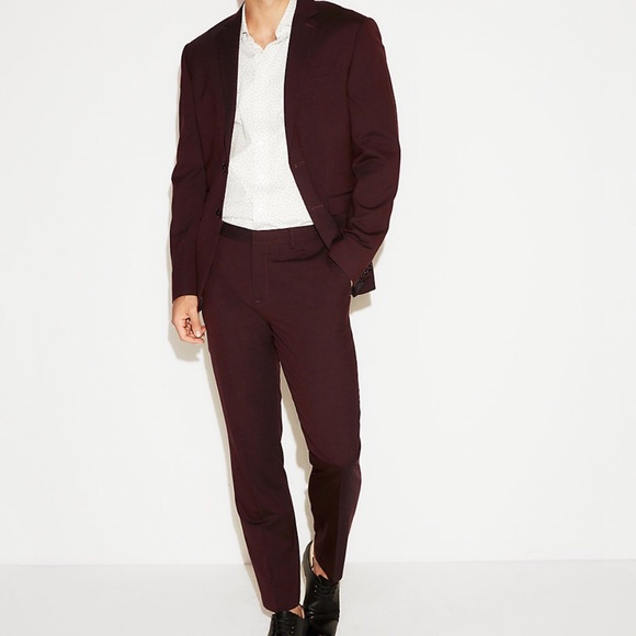 Express Suits & Blazers Slim Burgundy Wool Blend Oxford Suit Jacket Poshmark